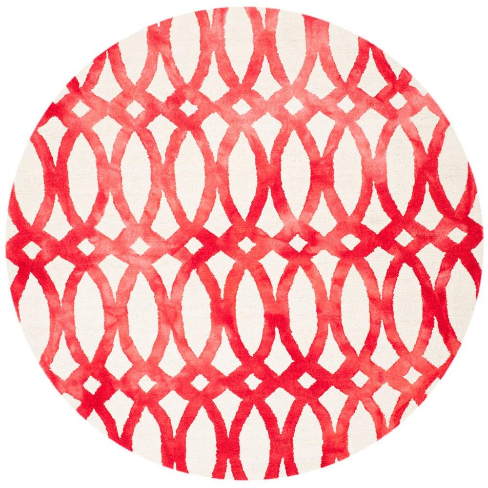 DIP DYE, IVORY / RED, 7' X 7' Round, Area Rug. Picture 1