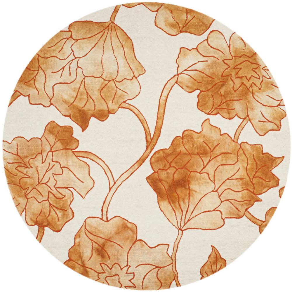 DIP DYE, IVORY / ORANGE, 7' X 7' Round, Area Rug. Picture 1