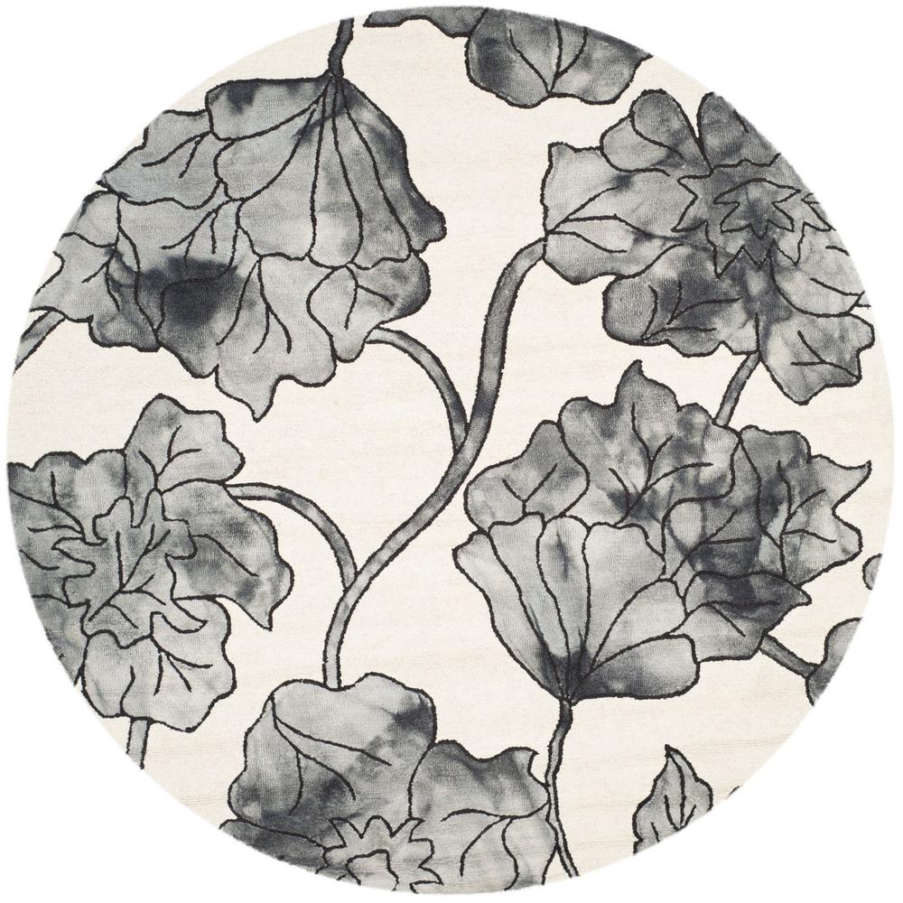 DIP DYE, IVORY / LIGHT GREY, 7' X 7' Round, Area Rug. Picture 1