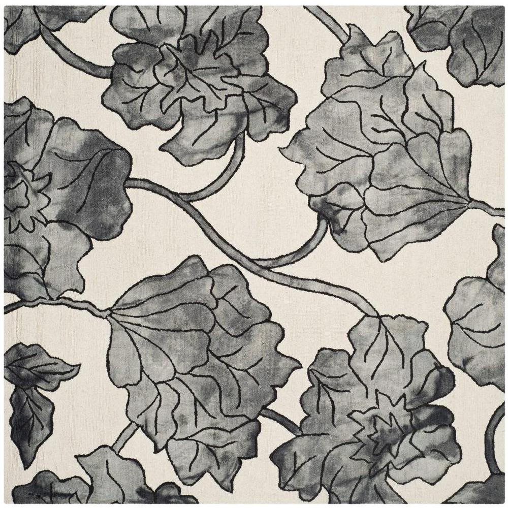 DIP DYE, IVORY / LIGHT GREY, 7' X 7' Square, Area Rug. Picture 1