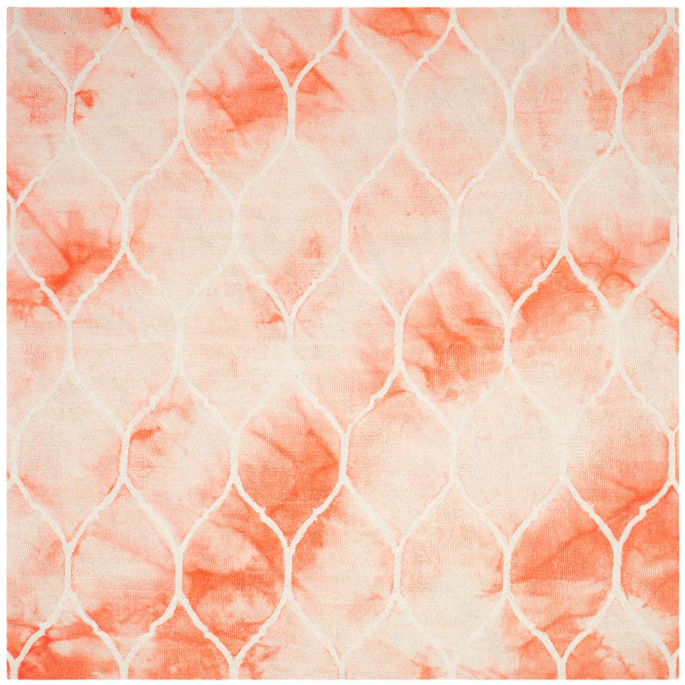 DIP DYE, ORANGE / IVORY, 7' X 7' Square, Area Rug. Picture 1