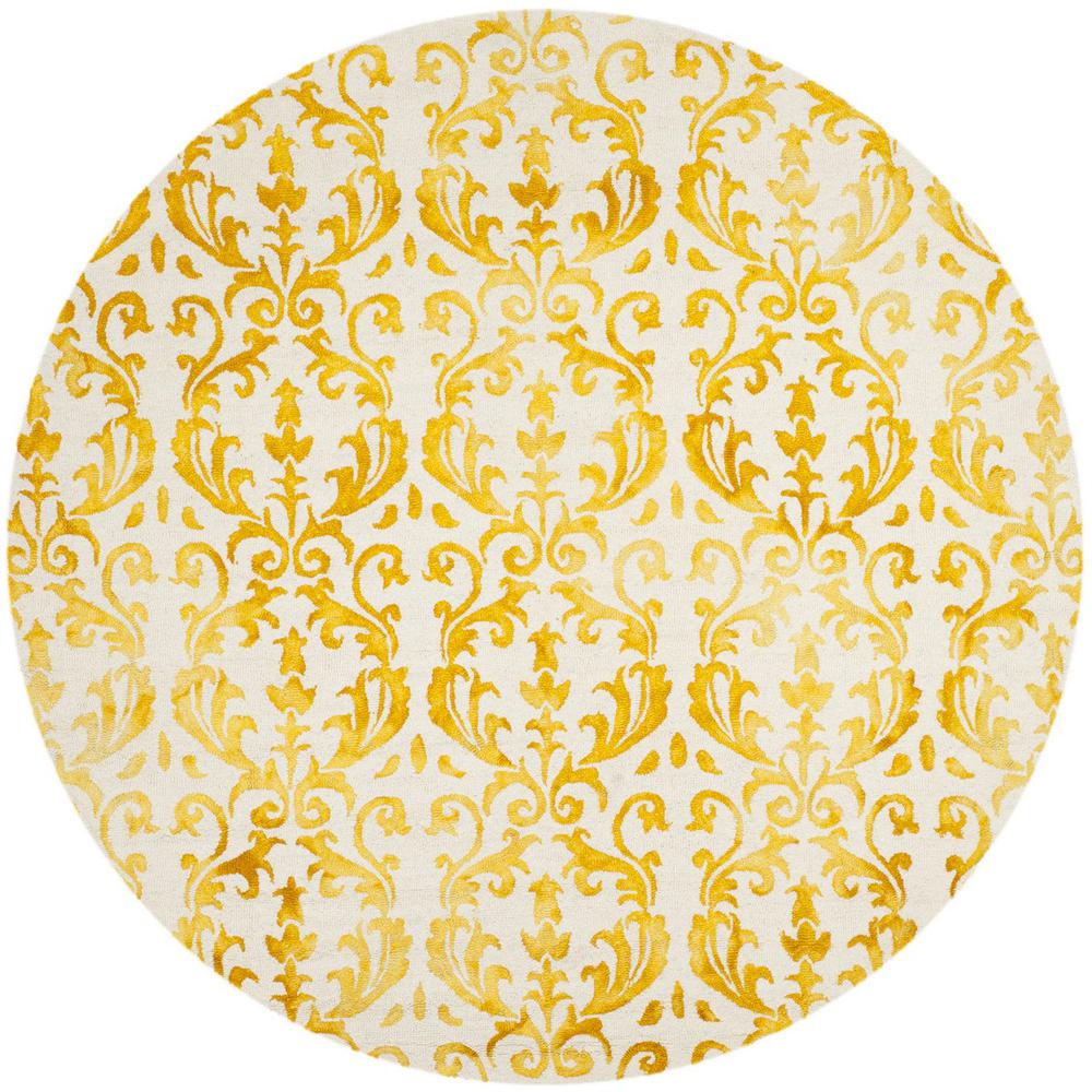 DIP DYE, IVORY / GOLD, 7' X 7' Round, Area Rug, DDY689A-7R. Picture 1