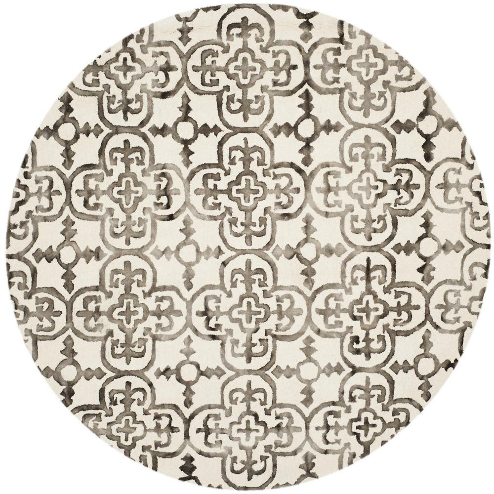 DIP DYE, IVORY / BROWN, 7' X 7' Round, Area Rug. Picture 1