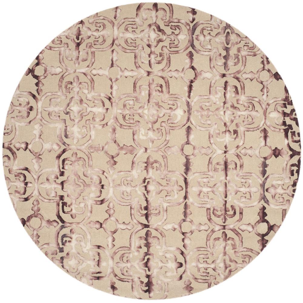 DIP DYE, BEIGE / MAROON, 7' X 7' Round, Area Rug. Picture 1