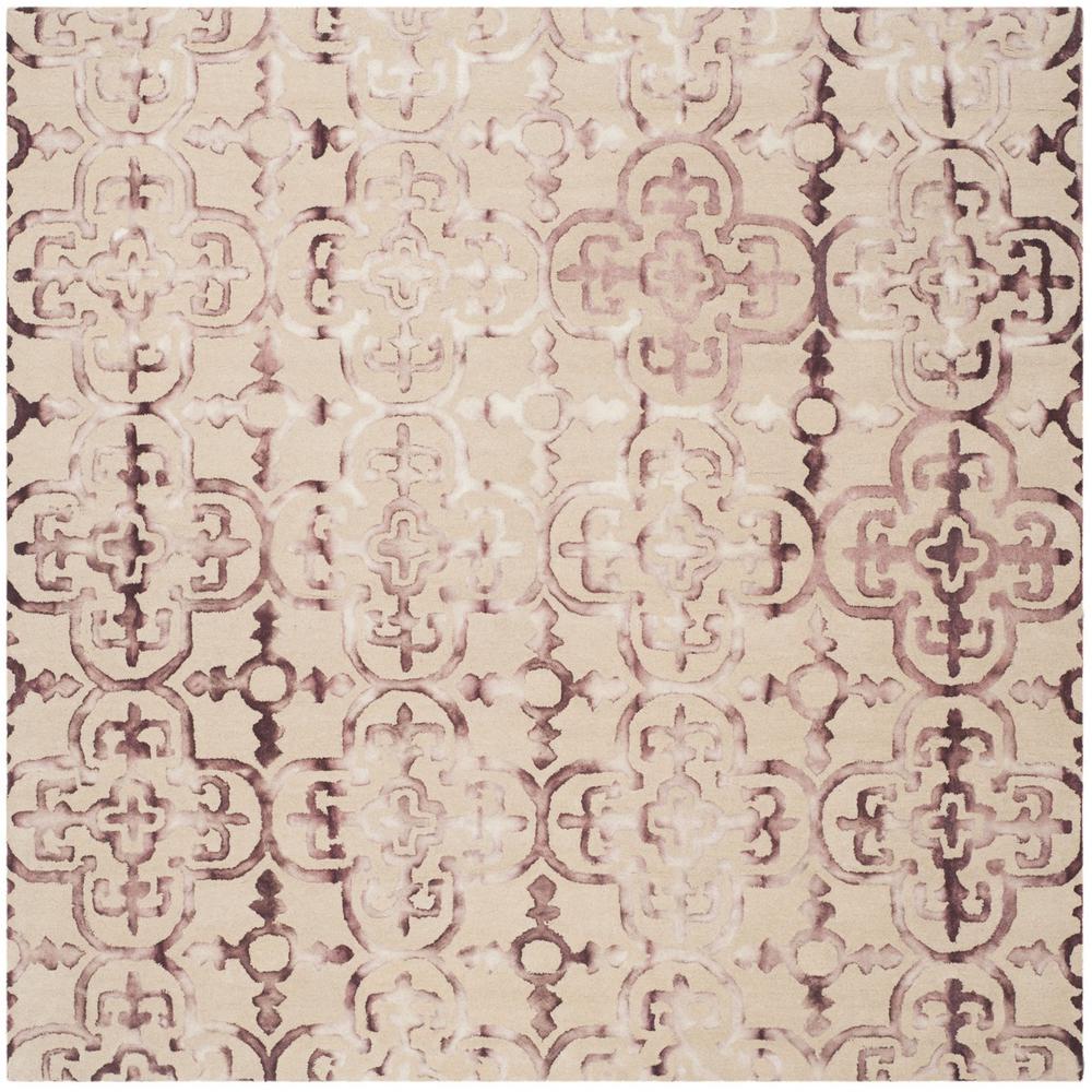 DIP DYE, BEIGE / MAROON, 7' X 7' Square, Area Rug. Picture 1