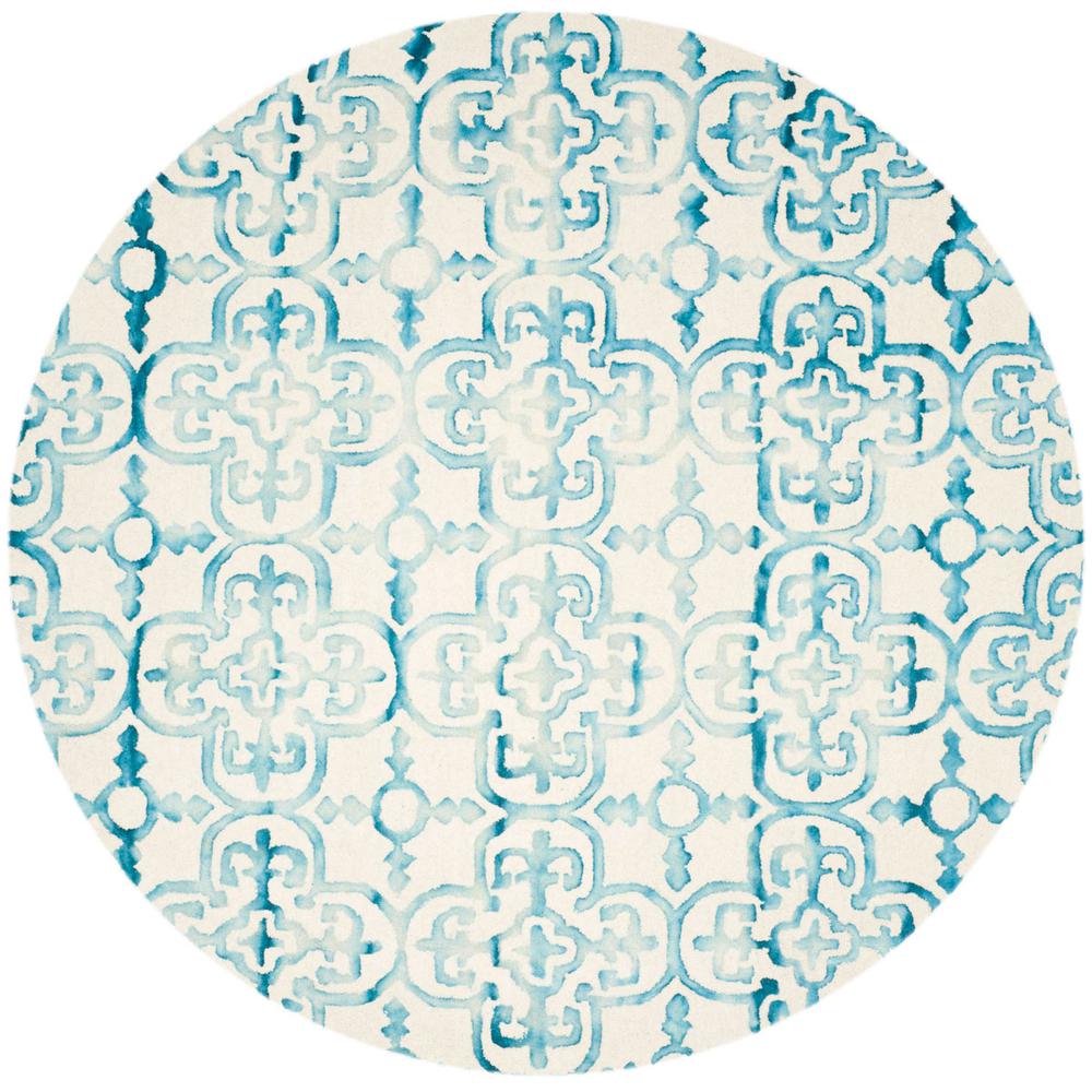 DIP DYE, IVORY / TURQUOISE, 7' X 7' Round, Area Rug, DDY711H-7R. Picture 1