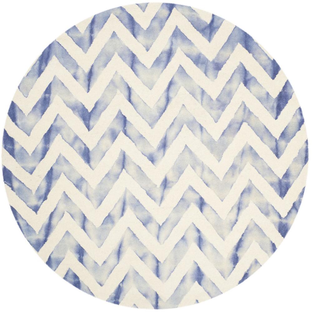 DIP DYE, IVORY / BLUE, 7' X 7' Round, Area Rug, DDY715A-7R. Picture 1