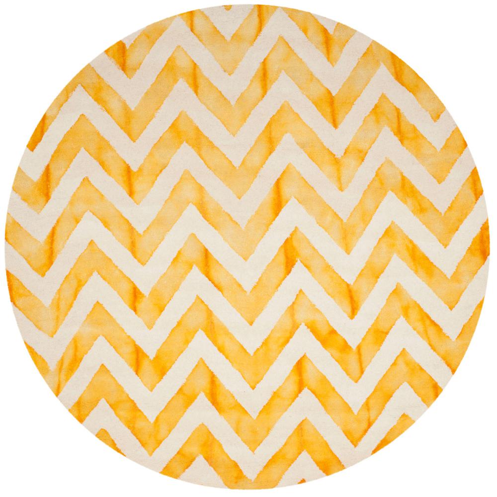 DIP DYE, IVORY / GOLD, 7' X 7' Round, Area Rug, DDY715C-7R. Picture 1