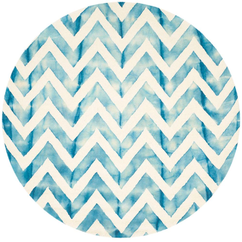 DIP DYE, IVORY / TURQUOISE, 7' X 7' Round, Area Rug, DDY715H-7R. Picture 1