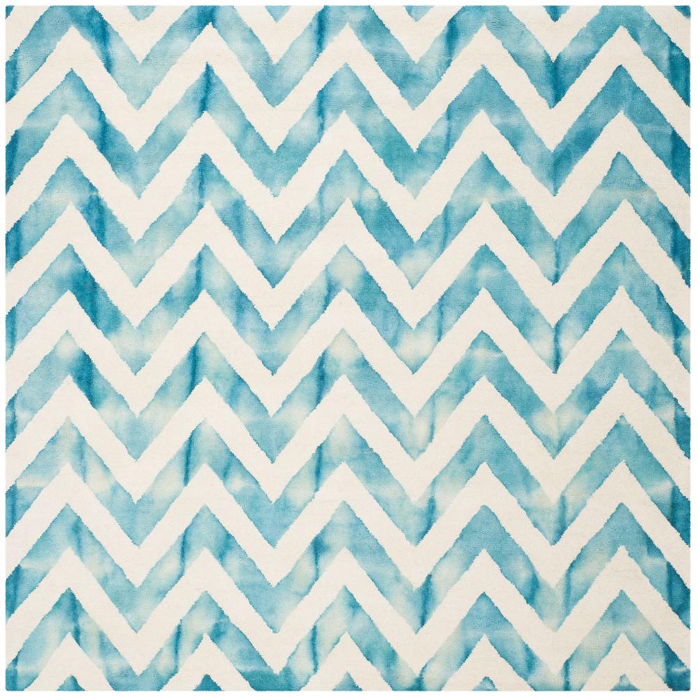 DIP DYE, IVORY / TURQUOISE, 7' X 7' Square, Area Rug, DDY715H-7SQ. Picture 1