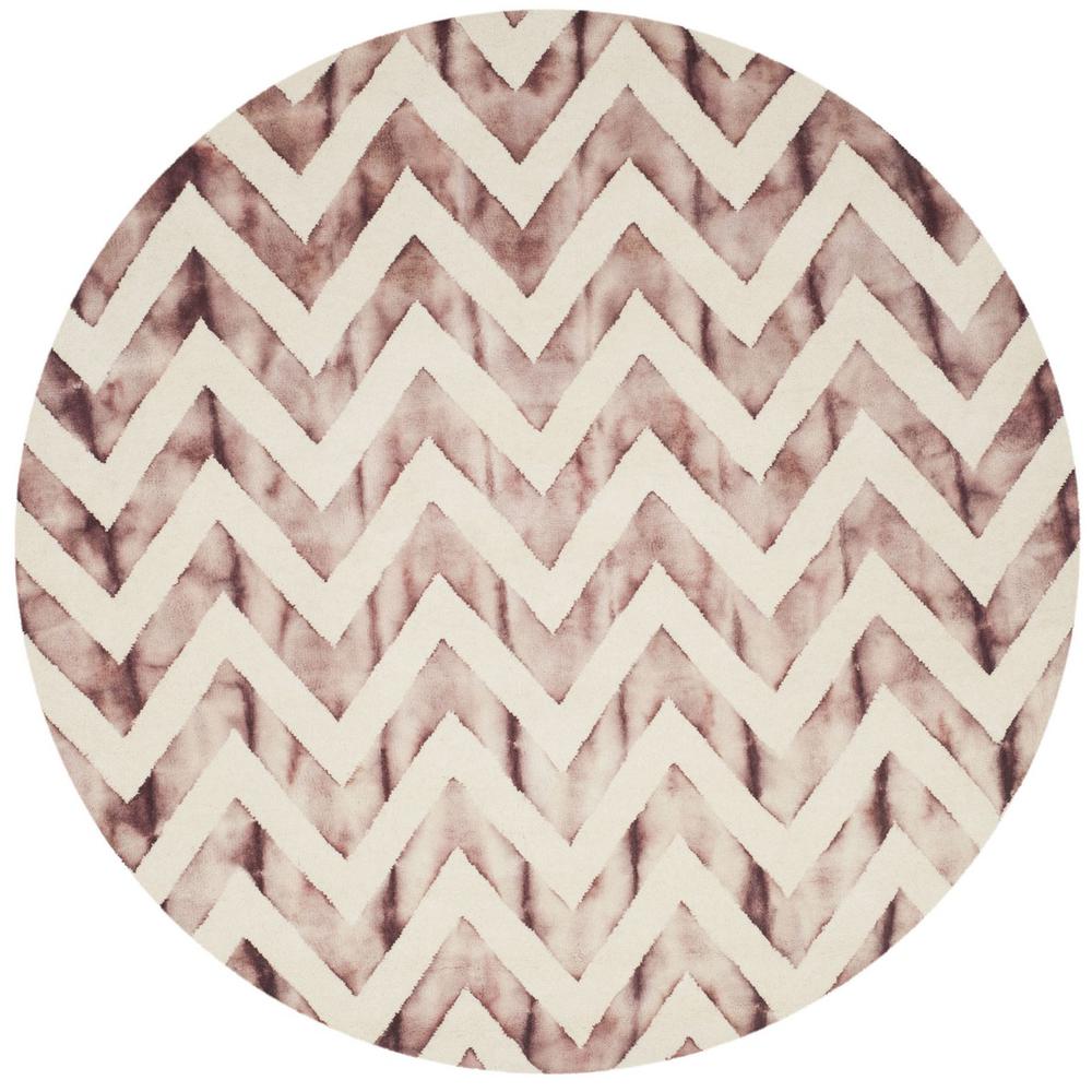 DIP DYE, IVORY / MAROON, 7' X 7' Round, Area Rug. Picture 1