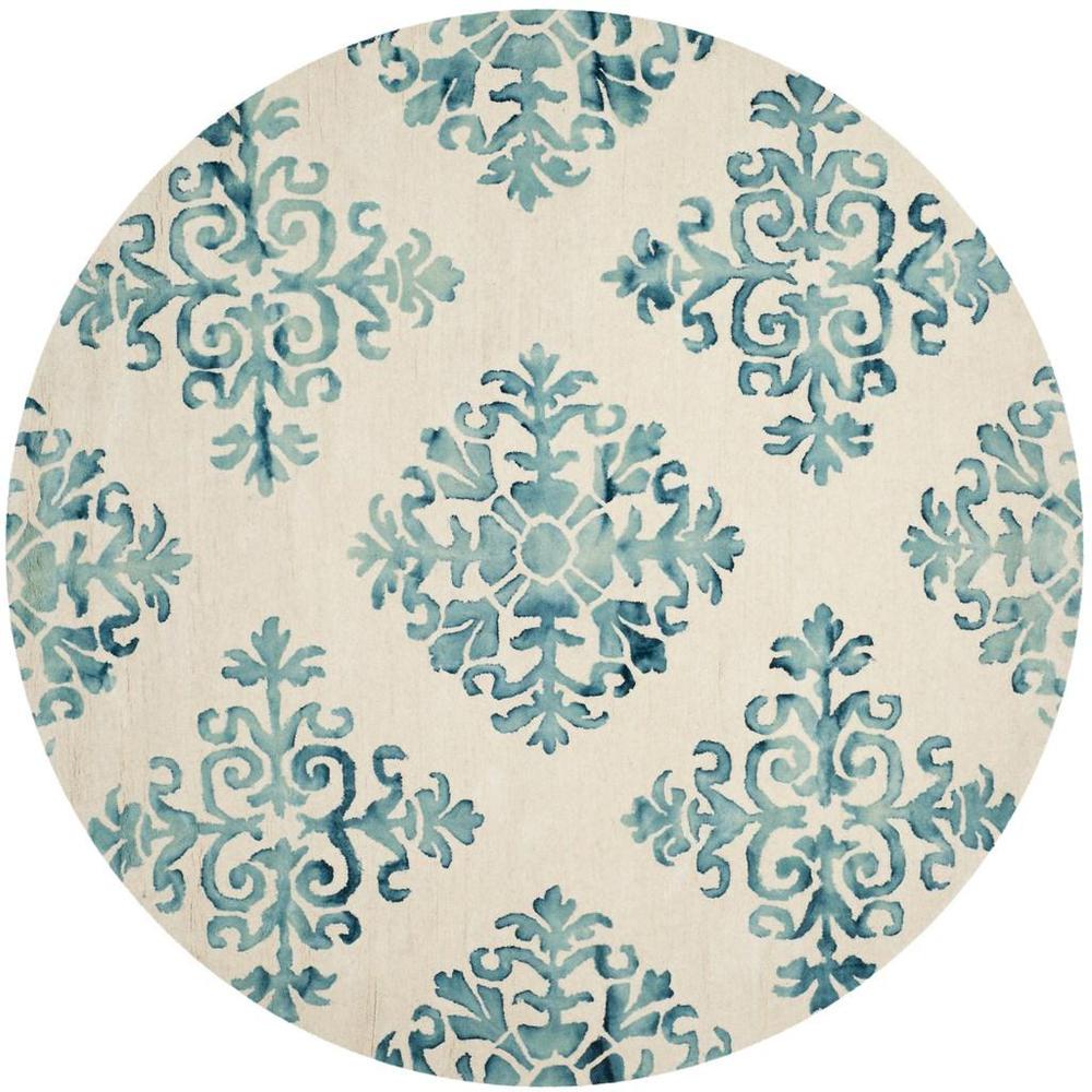DIP DYE, IVORY / LIGHT BLUE, 7' X 7' Round, Area Rug. Picture 1