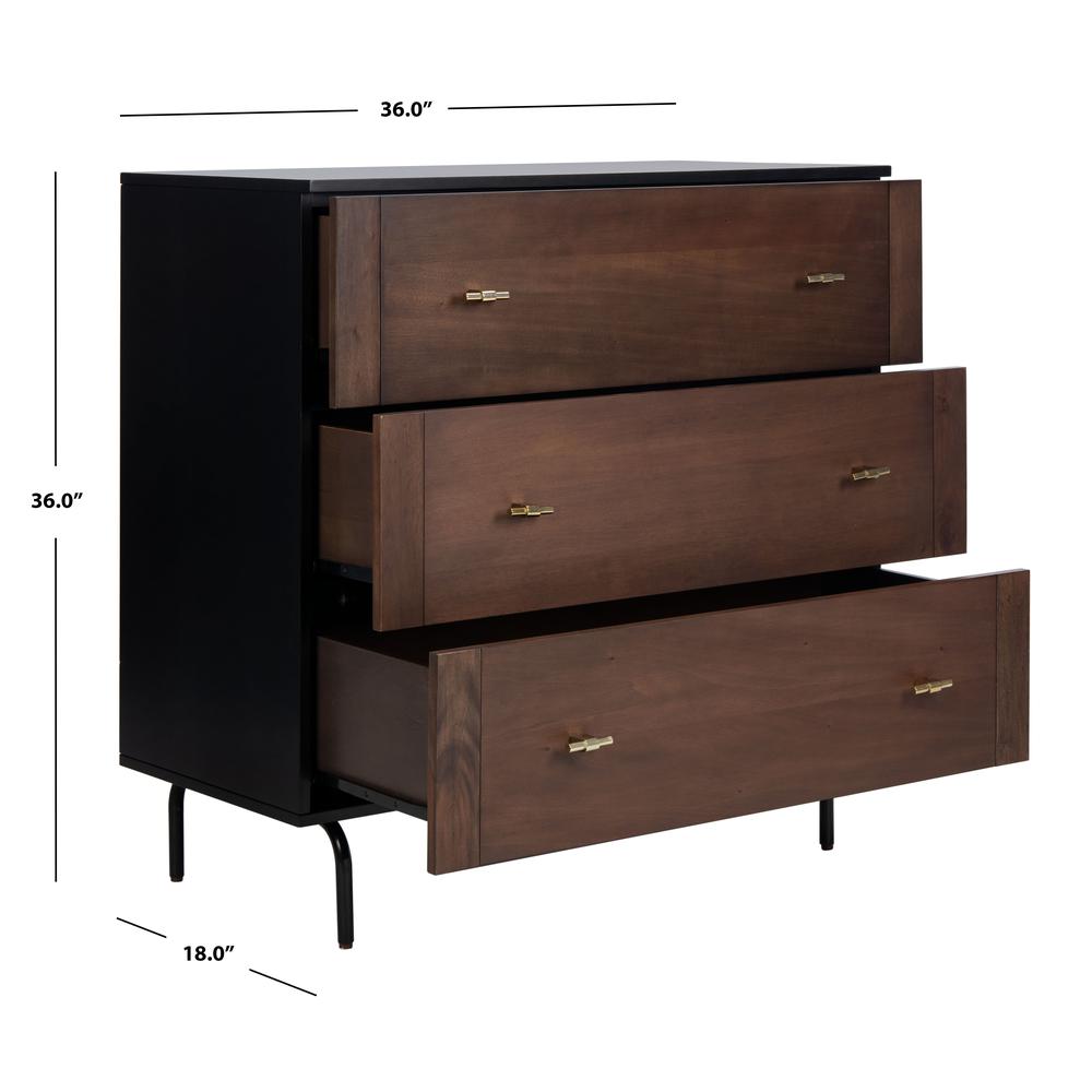 Genevieve 3 Drawer Dresser, Black/Walnut. Picture 5