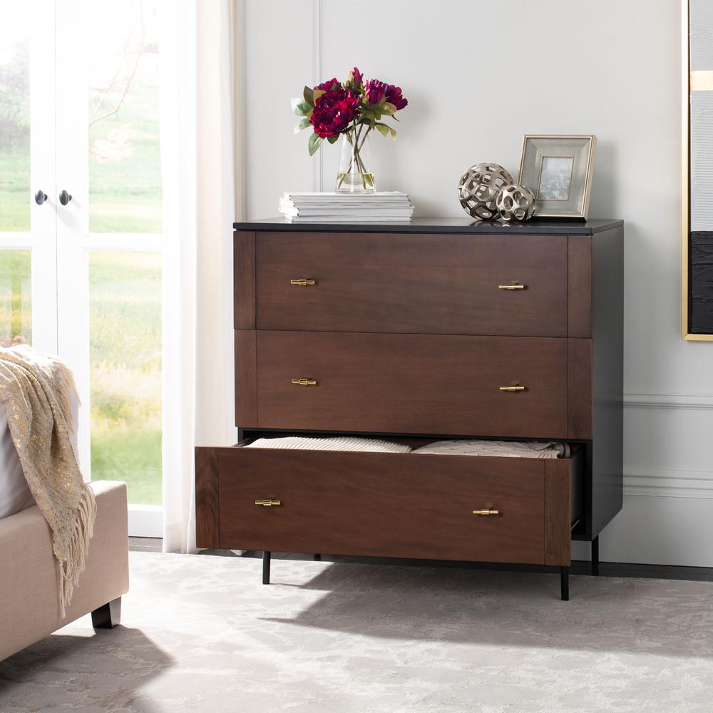 Genevieve 3 Drawer Dresser, Black/Walnut. Picture 7