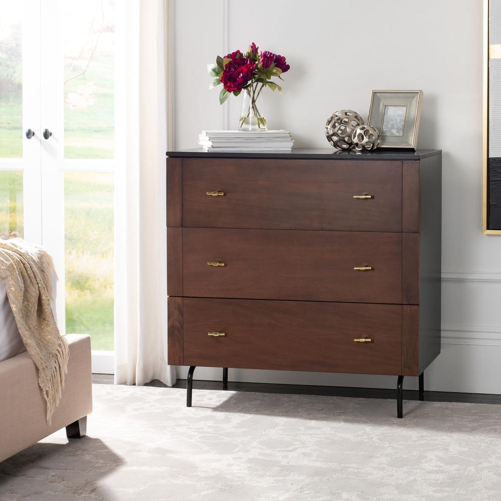 Genevieve 3 Drawer Dresser, Black/Walnut. Picture 8