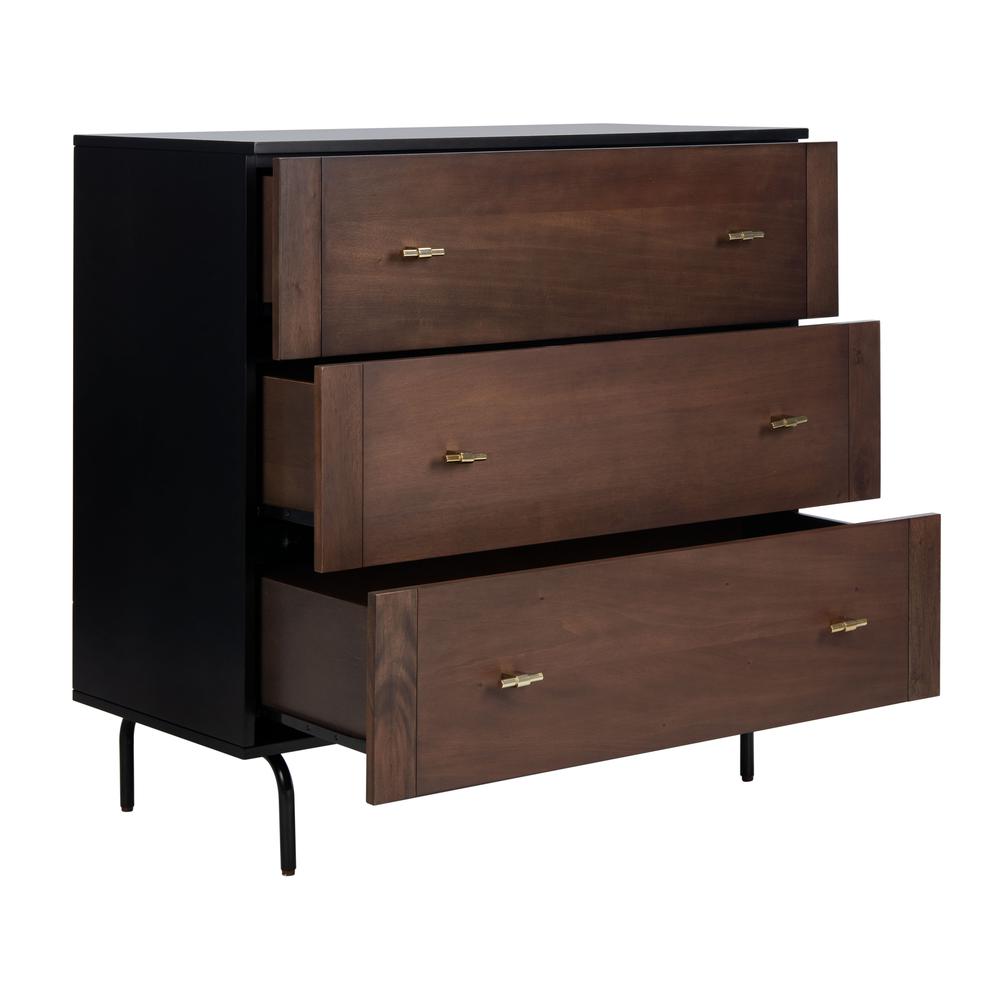 Genevieve 3 Drawer Dresser, Black/Walnut. Picture 9