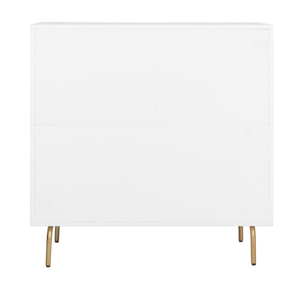 Genevieve 3 Drawer Dresser, White/Walnut. Picture 2