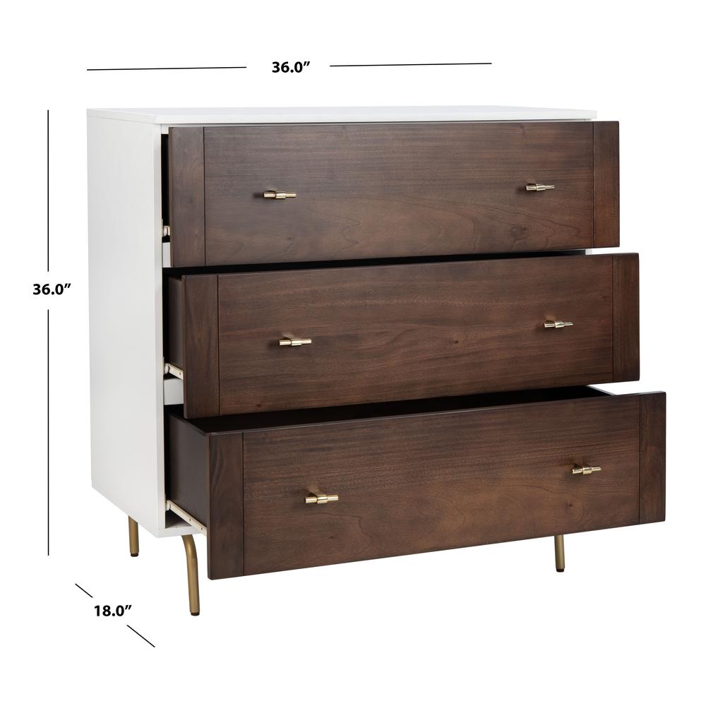 Genevieve 3 Drawer Dresser, White/Walnut. Picture 5