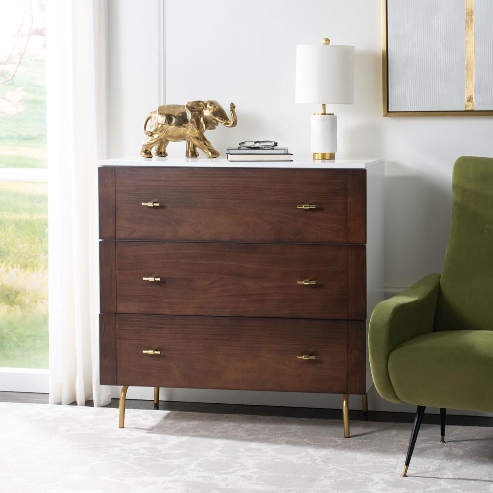 Genevieve 3 Drawer Dresser, White/Walnut. Picture 8
