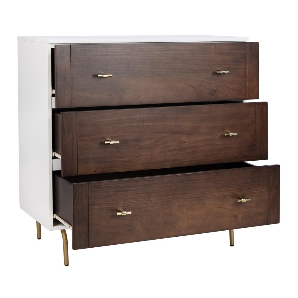 Genevieve 3 Drawer Dresser, White/Walnut. Picture 9