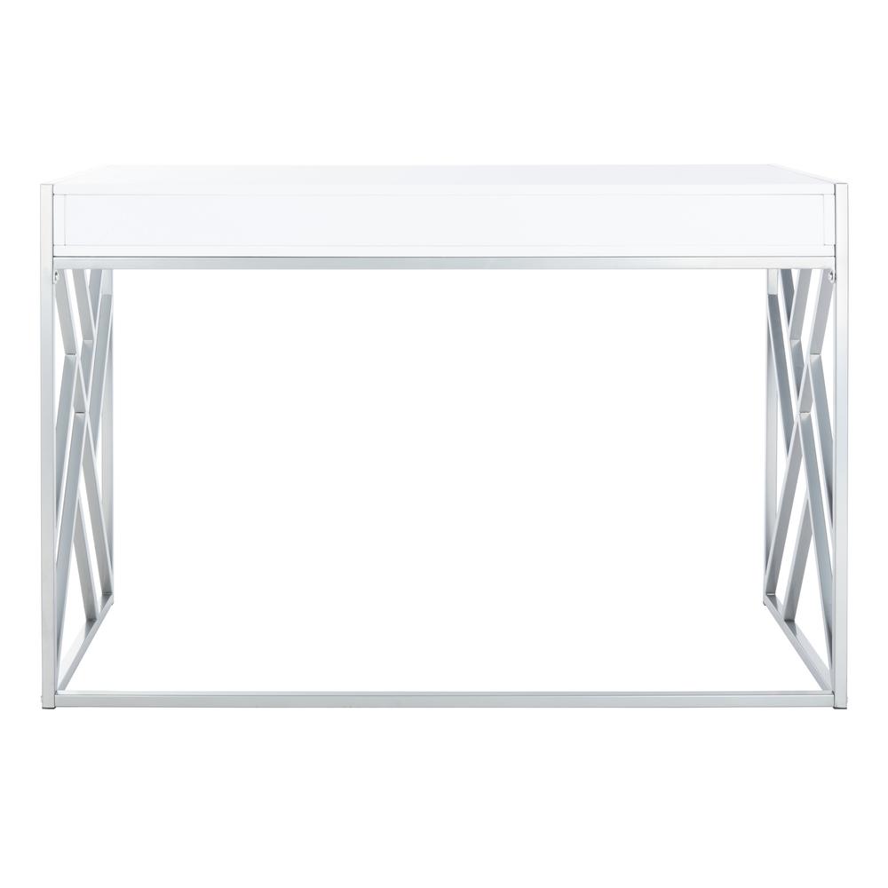 Elaine 1 Drawer Desk, White/Silver. Picture 2