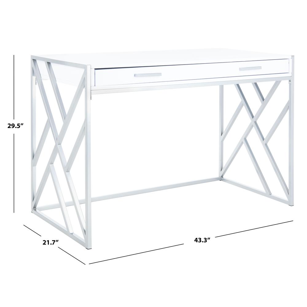 Elaine 1 Drawer Desk, White/Silver. Picture 5