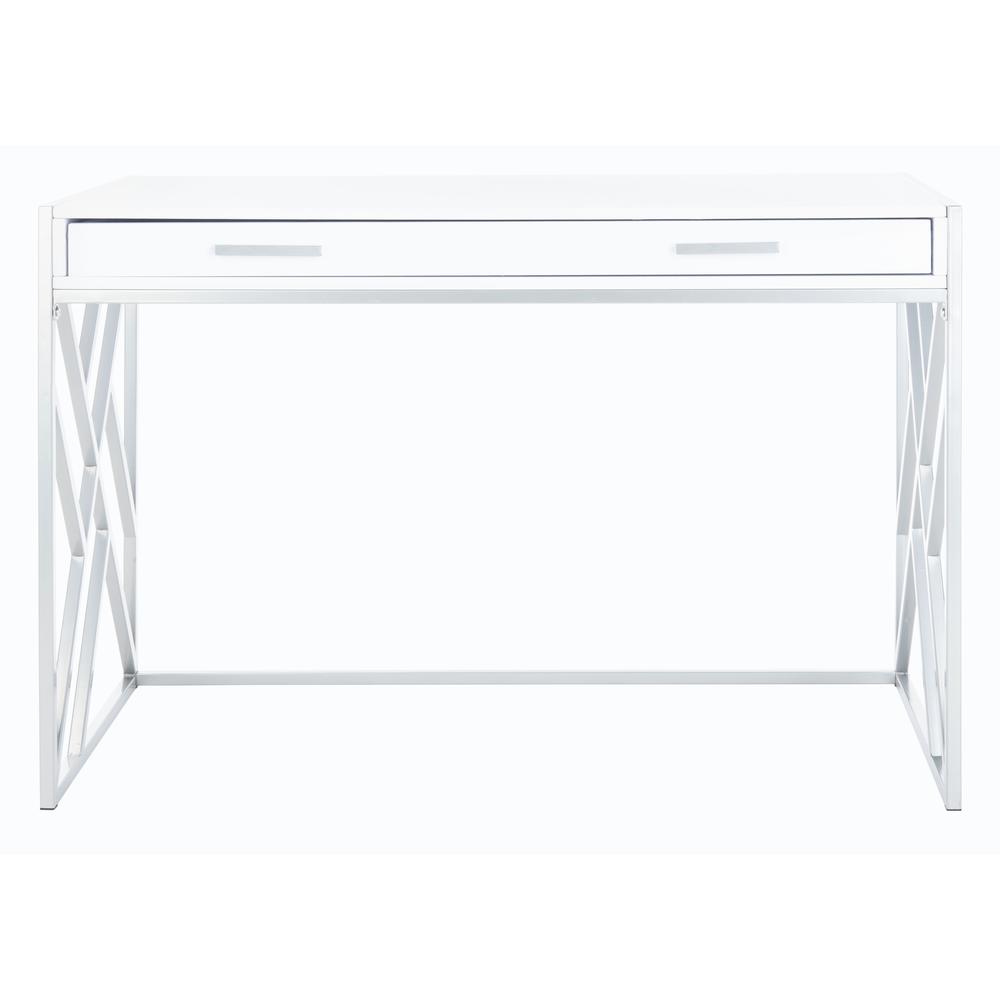 Elaine 1 Drawer Desk, White/Silver. Picture 1
