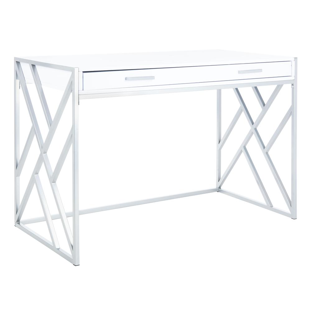 Elaine 1 Drawer Desk, White/Silver. Picture 10