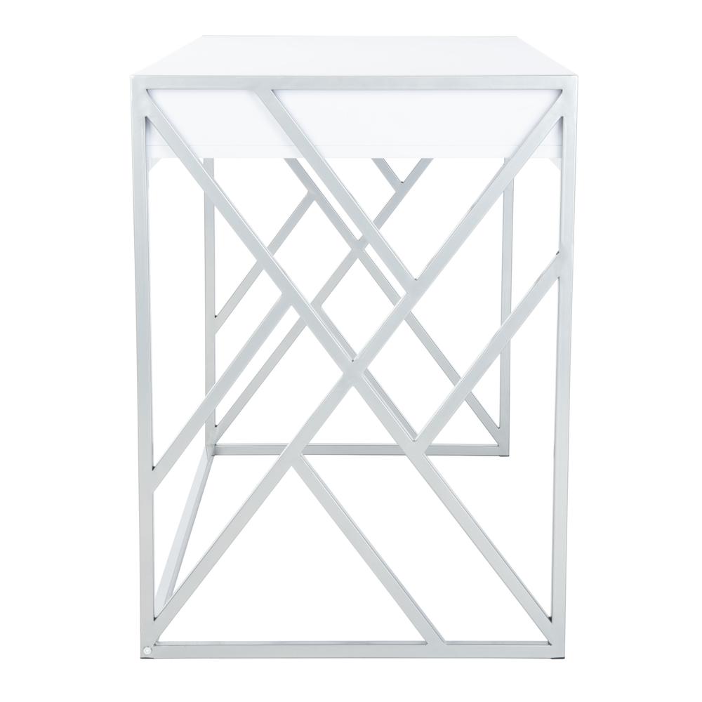 Elaine 1 Drawer Desk, White/Silver. Picture 11