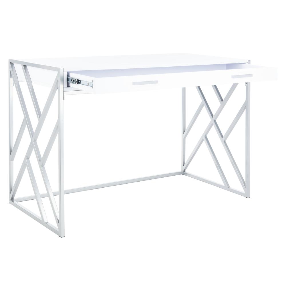 Elaine 1 Drawer Desk, White/Silver. Picture 9