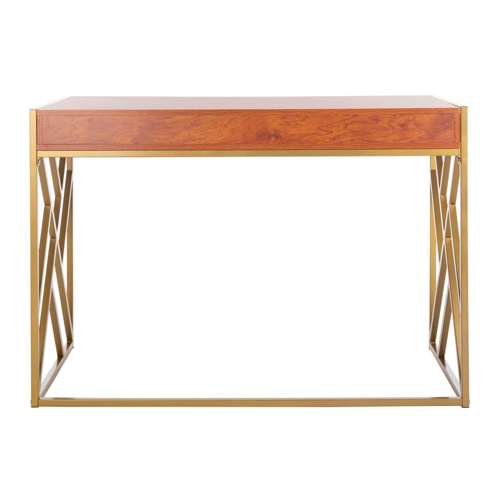 Elaine 1 Drawer Desk, Natural/Gold. Picture 2