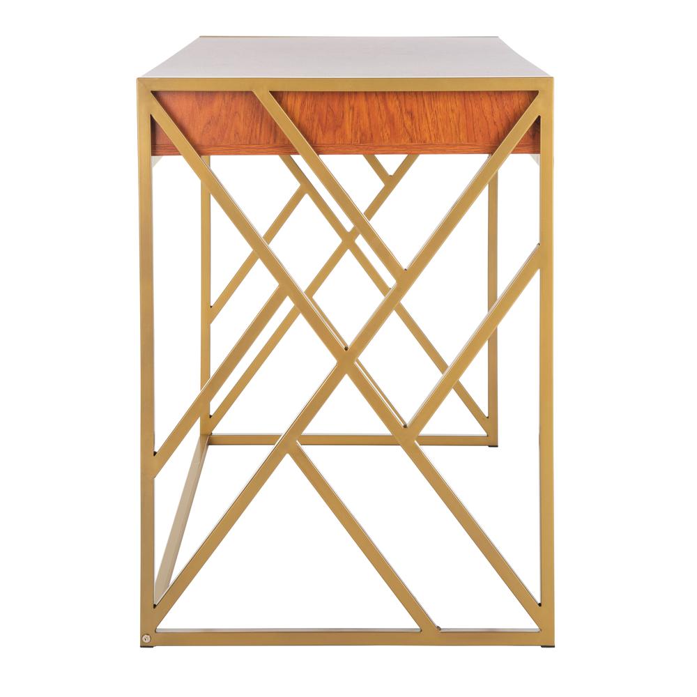 Elaine 1 Drawer Desk, Natural/Gold. Picture 11