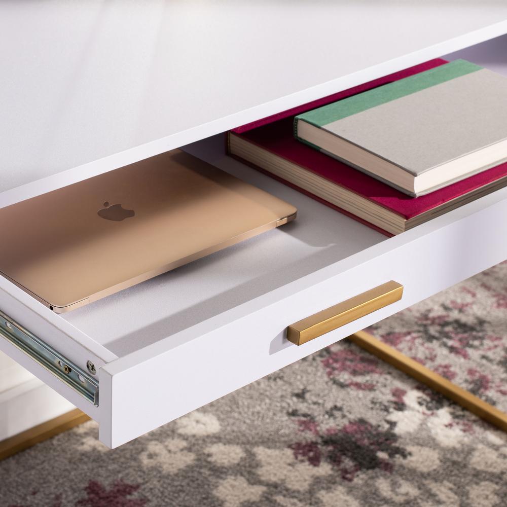 Elodie 1 Drawer Desk, White/Gold. Picture 4