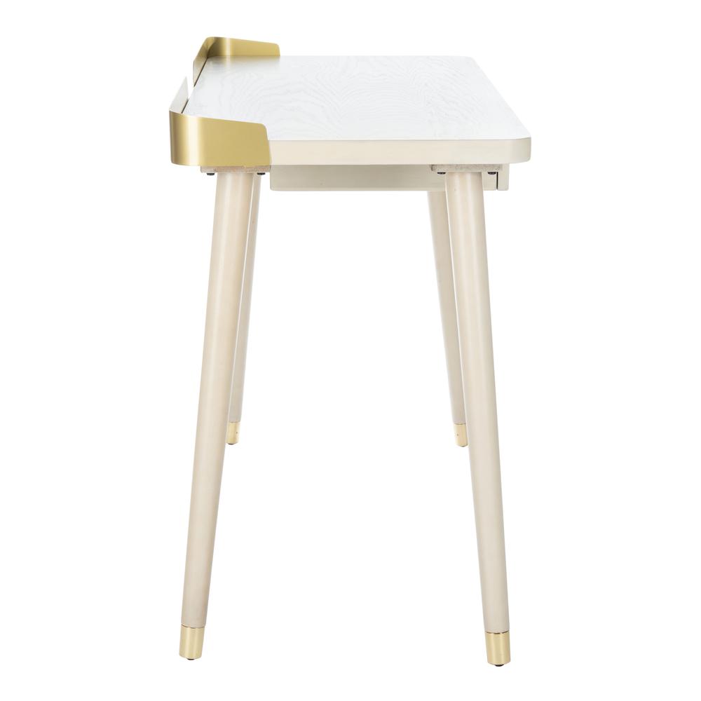 Parker 1 Drawer Desk, White Washed/Gold. Picture 8