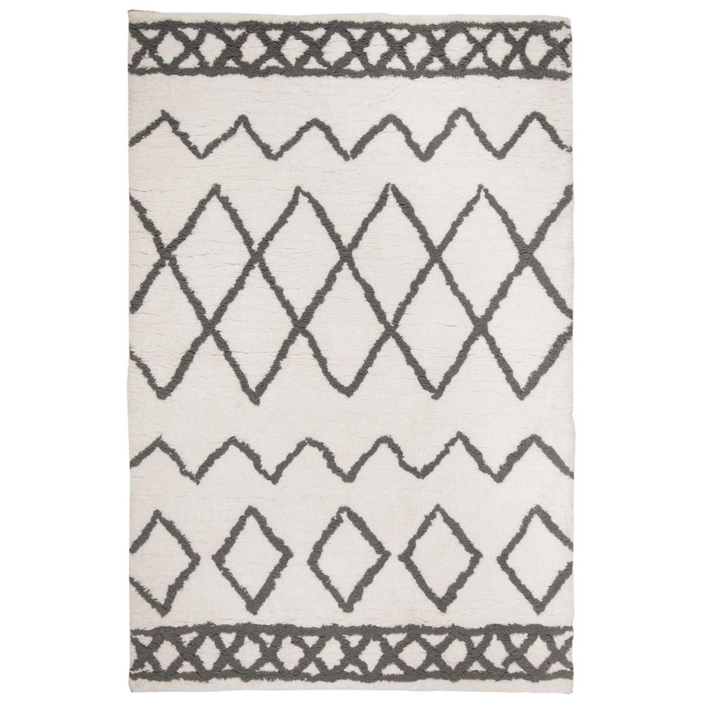 EQUINOX SHAG, CREAM / GREY, 5' X 8', Area Rug. Picture 1