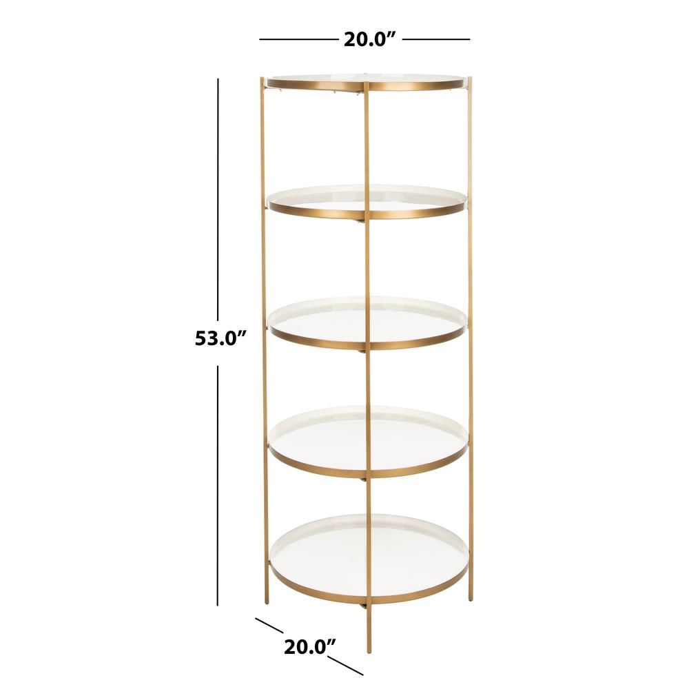 Tia Round 5 Tier Etagere, White/Brass. Picture 3