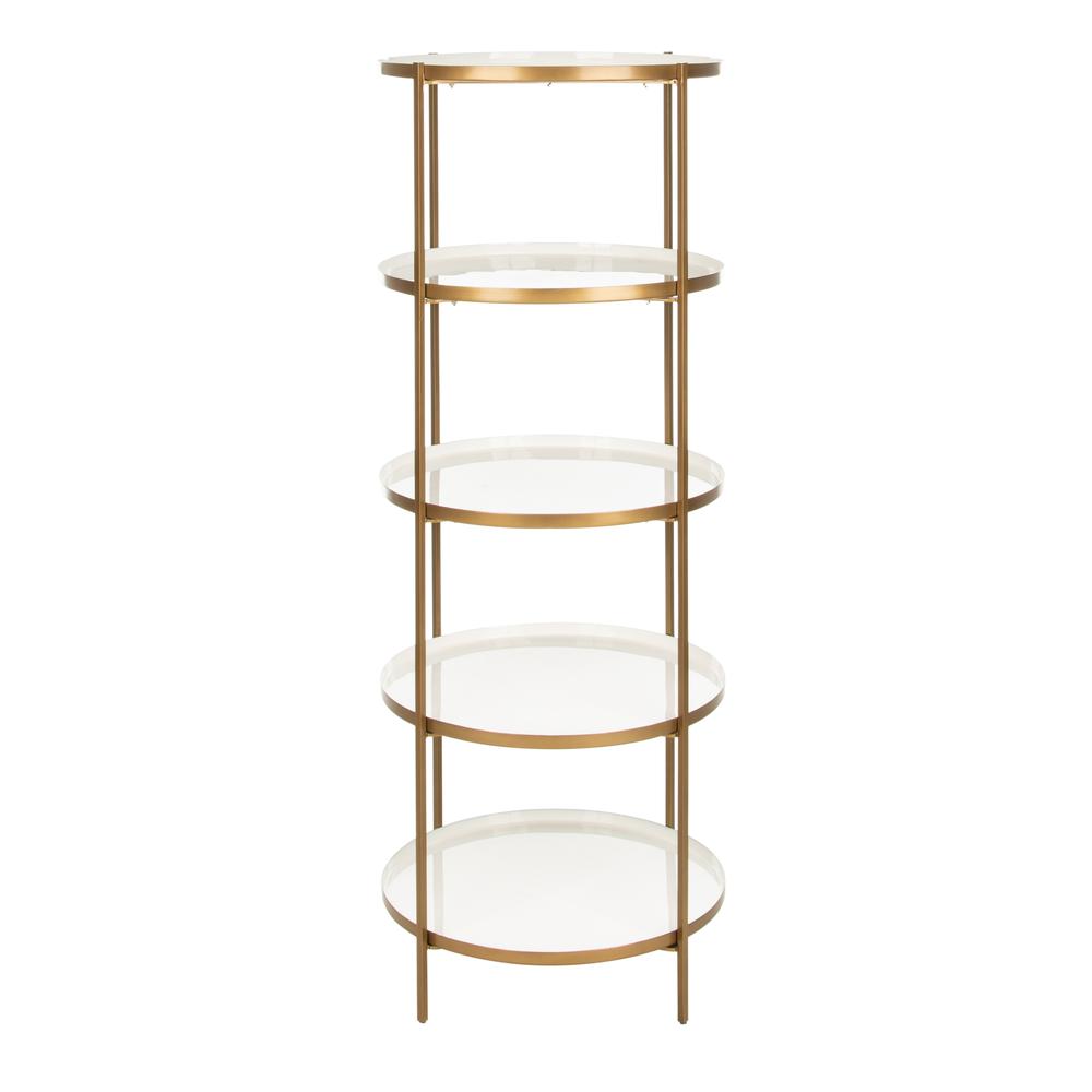 Tia Round 5 Tier Etagere, White/Brass. Picture 6