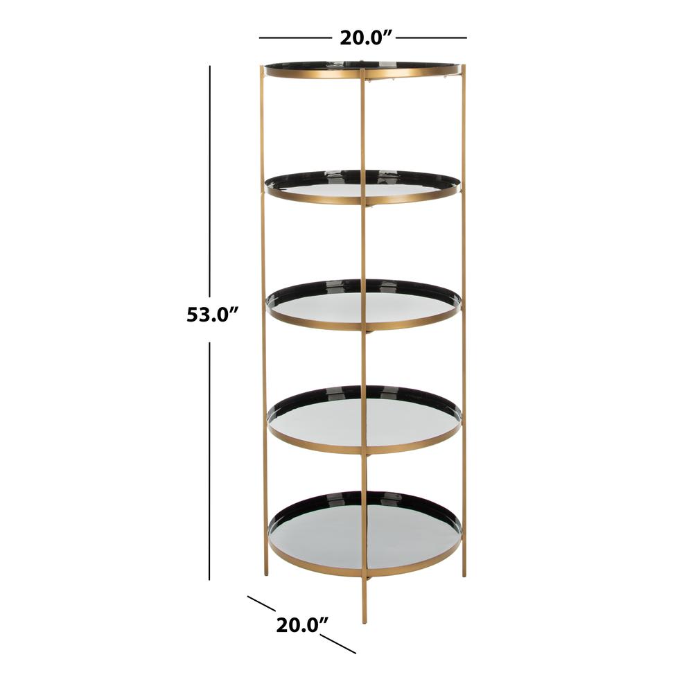 Tia Round 5 Tier Etagere, Black/Brass. Picture 2