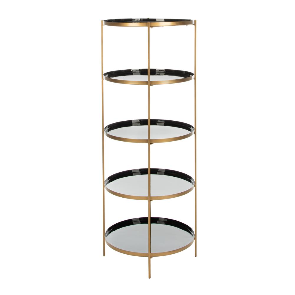 Tia Round 5 Tier Etagere, Black/Brass. Picture 1