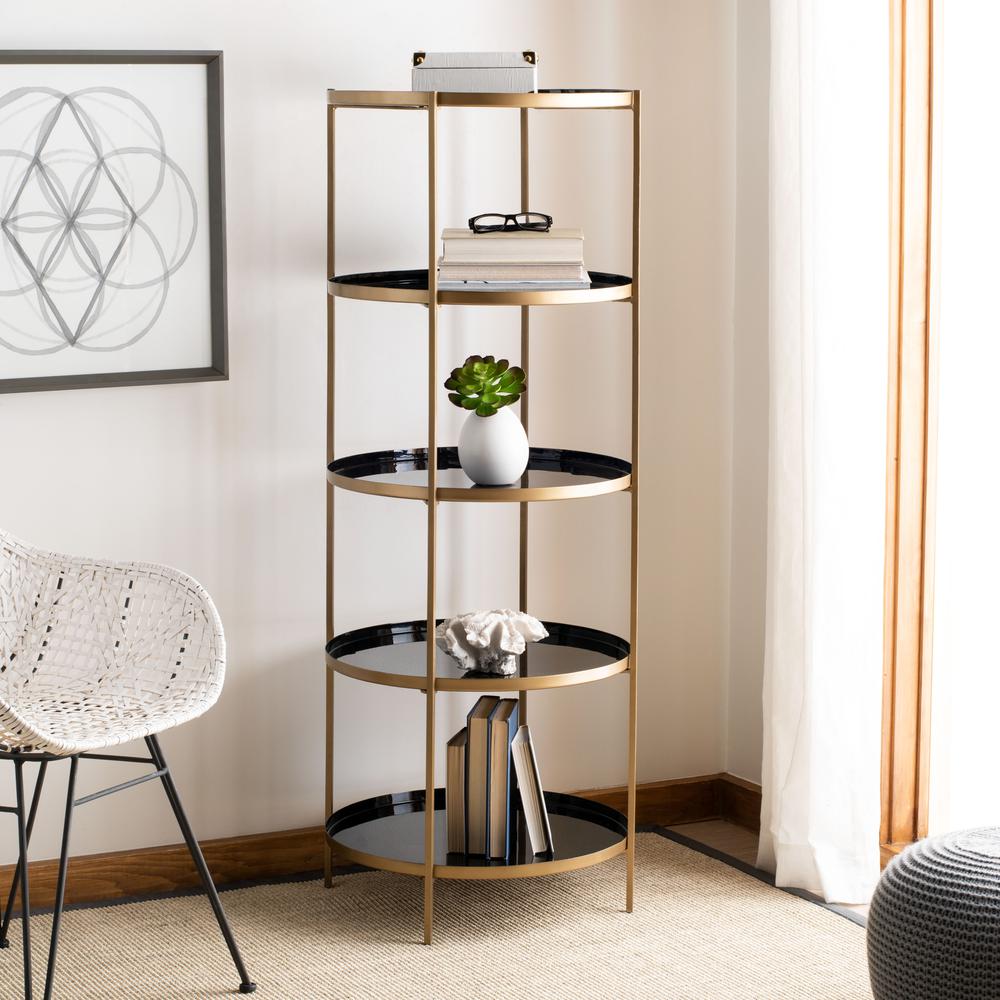 Tia Round 5 Tier Etagere, Black/Brass. Picture 4