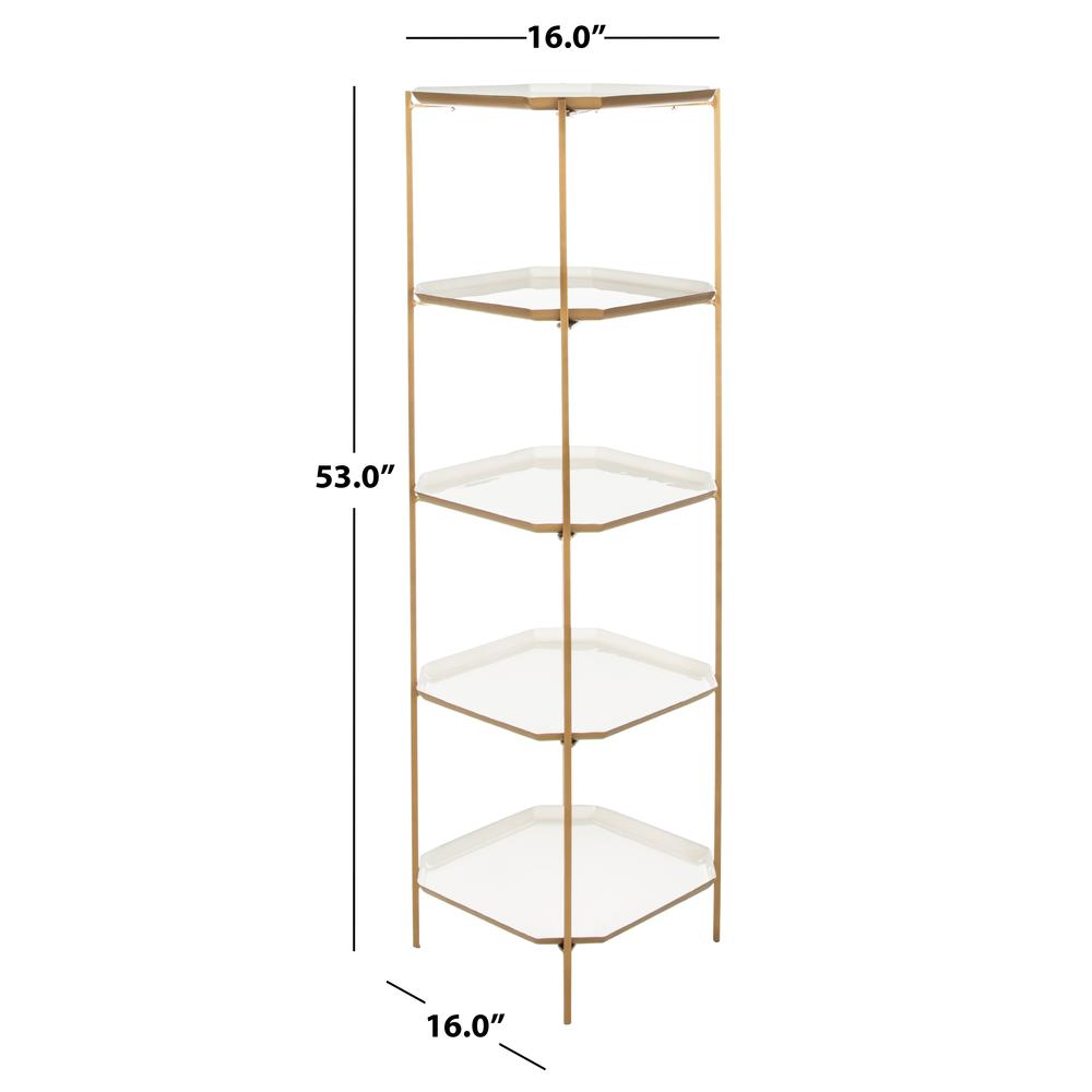Sylvie 5 Tier Etagere, White/Brass. Picture 2