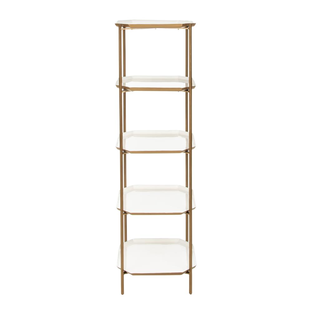 Sylvie 5 Tier Etagere, White/Brass. Picture 1