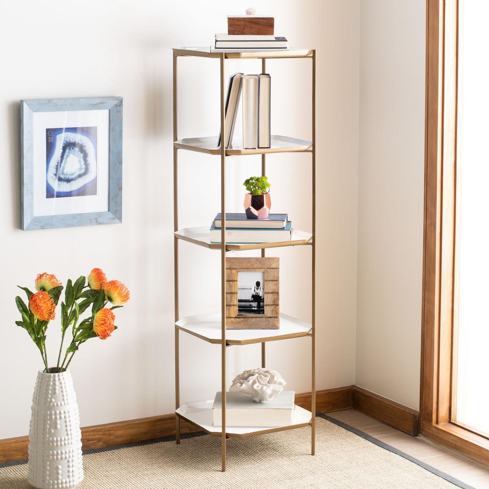 Sylvie 5 Tier Etagere, White/Brass. Picture 4