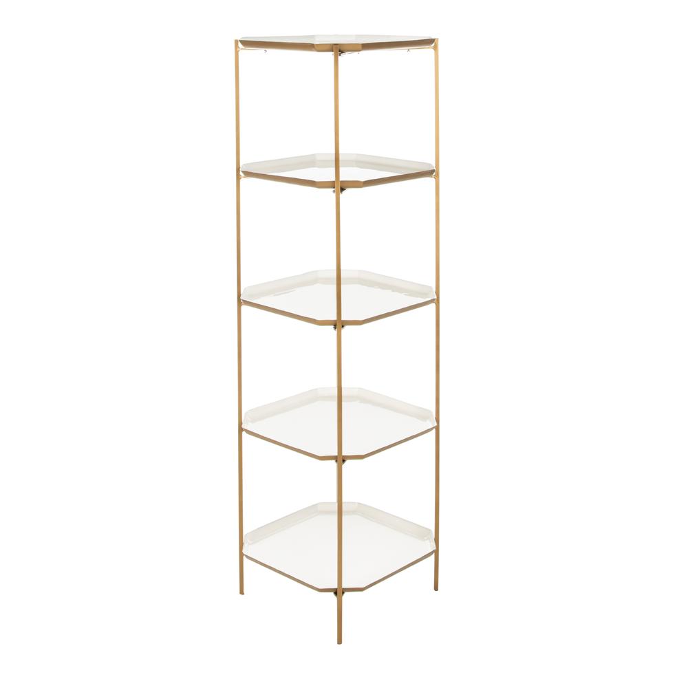 Sylvie 5 Tier Etagere, White/Brass. Picture 5