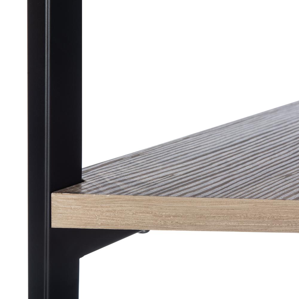 Logan 4 Tier Corner Bookshelf, Light Grey/Black. Picture 4