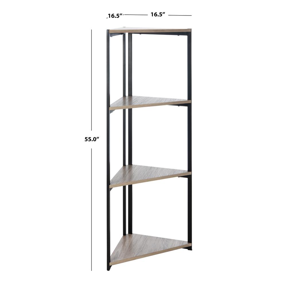 Logan 4 Tier Corner Bookshelf, Light Grey/Black. Picture 5