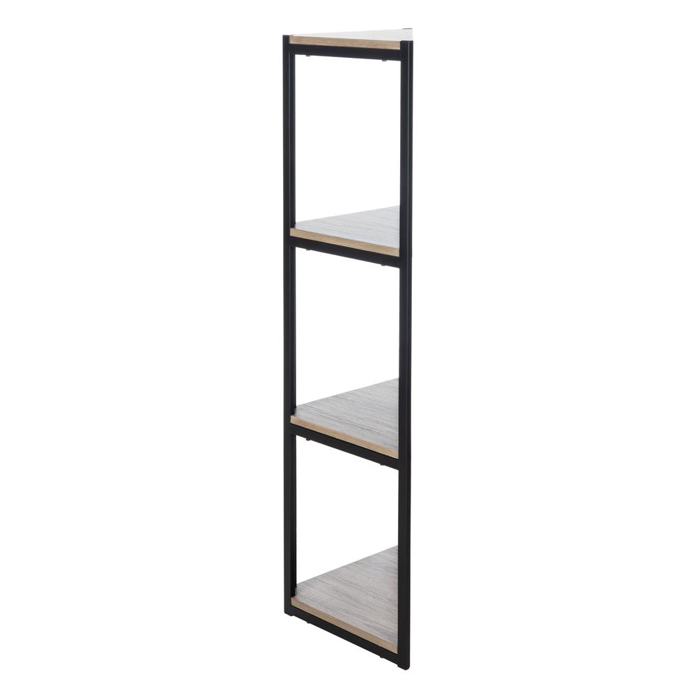 Logan 4 Tier Corner Bookshelf, Light Grey/Black. Picture 9
