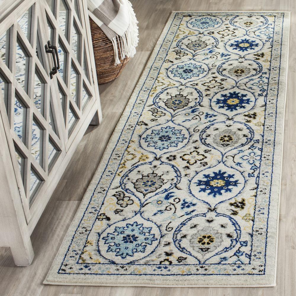EVOKE, IVORY / BLUE, 2'-2" X 11', Area Rug, EVK210C-211. Picture 1