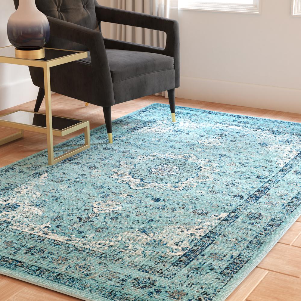EVOKE, LIGHT BLUE / LIGHT BLUE, 4' X 6', Area Rug. Picture 3