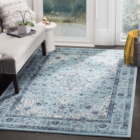 EVOKE, LIGHT BLUE / LIGHT BLUE, 9' X 9' Square, Area Rug. Picture 3